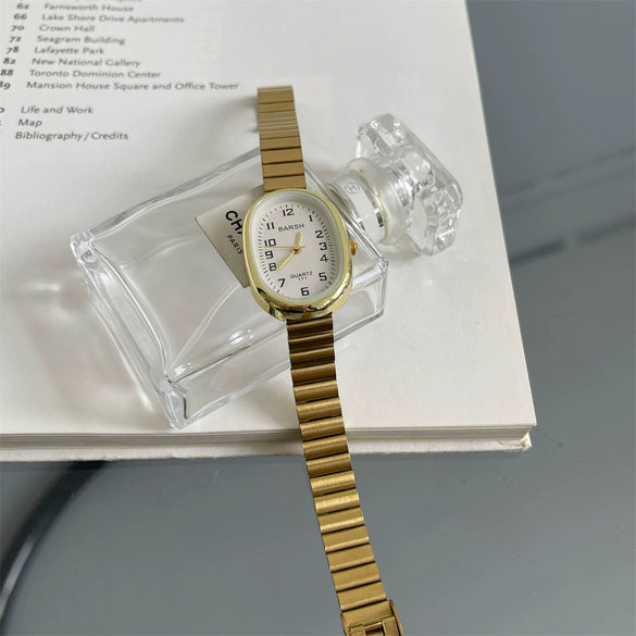 Women's Alloy Watch With Rose Gold Buckle Round Dial And Onion Crown Simple Elegant Retro Leisure Style