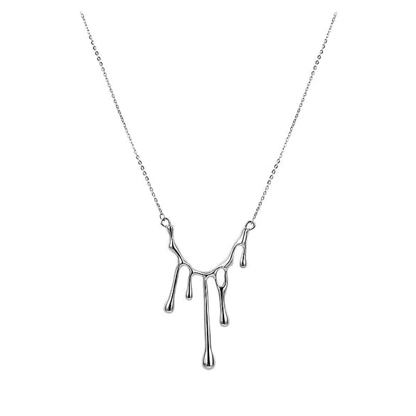 Women's Alloy Water Drop Lava Necklace With U Shaped Pendant Electroplated Cross Chain Trendy Light Luxury Clavicle Chain