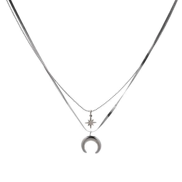 Women's Alloy Water Drop Lava Necklace With U Shaped Pendant Electroplated Cross Chain Trendy Light Luxury Clavicle Chain