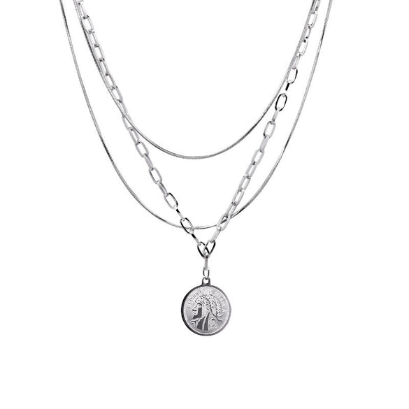 Women's Alloy Water Drop Lava Necklace With U Shaped Pendant Electroplated Cross Chain Trendy Light Luxury Clavicle Chain