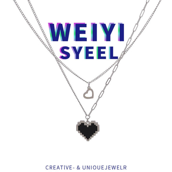 Women's Alloy Water Drop Lava Necklace With U Shaped Pendant Electroplated Cross Chain Trendy Light Luxury Clavicle Chain