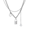 Women's Alloy Water Drop Lava Necklace With U Shaped Pendant Electroplated Cross Chain Trendy Light Luxury Clavicle Chain