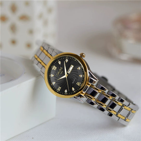 Women's Alloy Waterproof Quartz Watch Business Style Round Dial