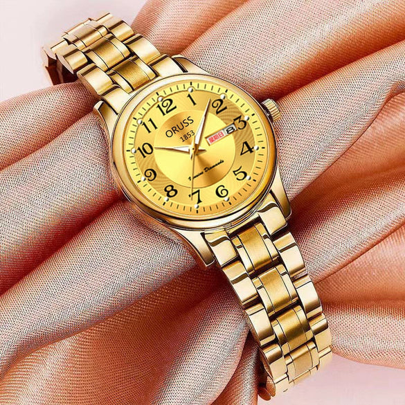 Women's Alloy Waterproof Quartz Watch Business Style Round Dial