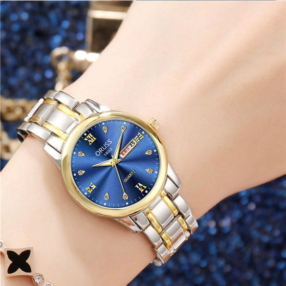Women's Alloy Waterproof Quartz Watch Business Style Round Dial