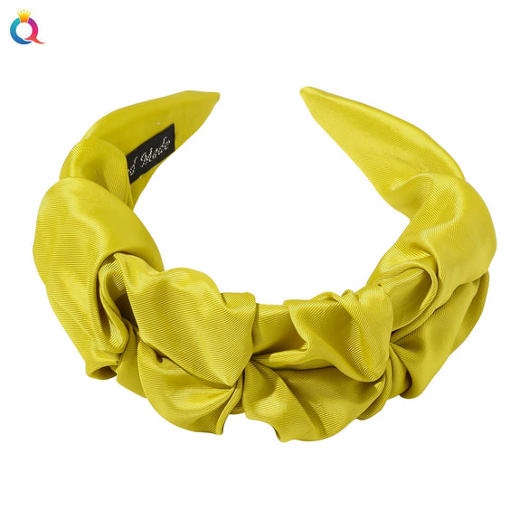 Women's And Girls' Handmade Pleated Wide Headband Solid Color Polyester Cotton Fabric Hair Accessory With Lace Detail