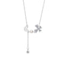 Women's Animal Zodiac Butterfly Tassel Pearl Copper Jewelry Electroplated Cross Chain Necklace