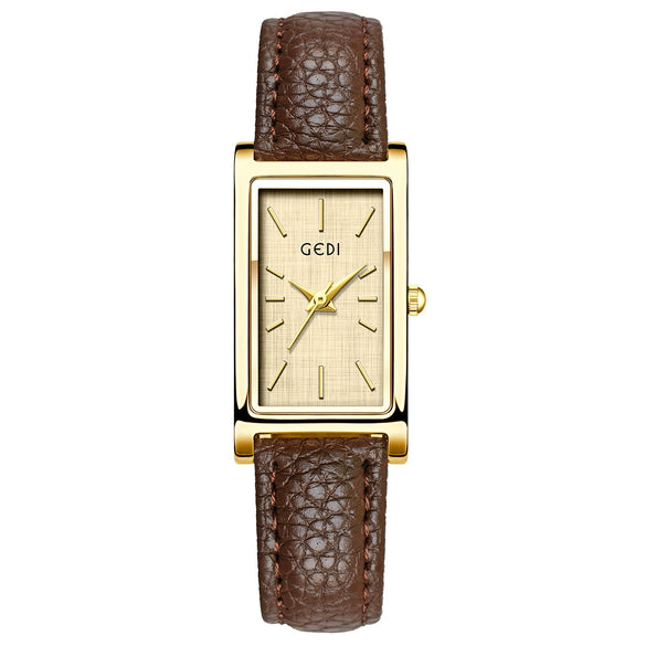 Women's Antique Simple Rectangular Retro Gold Alloy Watch With Belt And Quartz Movement