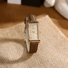 Women's Antique Simple Rectangular Retro Gold Alloy Watch With Belt And Quartz Movement