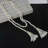 Women's Antique Style Tassel Pearl Sweater Chain Necklace And Waist Chain