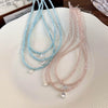 Women's Artificial Crystal Beaded Geometric Love Necklace With Polished Ball Chain