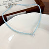 Women's Artificial Crystal Beaded Geometric Love Necklace With Polished Ball Chain