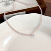 Women's Artificial Crystal Beaded Geometric Love Necklace With Polished Ball Chain