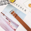 Women's Artificial Leather Belt With Large Square Buckle And Decorative Stitching Simple Fashionable All Match Accessory