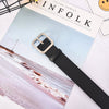 Women's Artificial Leather Belt With Large Square Buckle And Decorative Stitching Simple Fashionable All Match Accessory