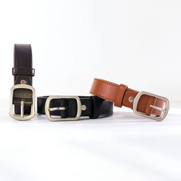 Women’s Artificial Leather Belt With Rectangle Alloy Pin Buckle Solid Color Simple Fashion All Match Decorative Jeans Belt