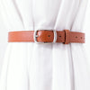 Women’s Artificial Leather Belt With Rectangle Alloy Pin Buckle Solid Color Simple Fashion All Match Decorative Jeans Belt