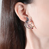 Women's Asymmetric Phoenix Earrings In Electroplated Copper With Colorful Zircon Geometric Animal Design