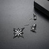 Women's Asymmetric Star Earrings With Black And White Zircon Accents Electroplated Copper Fashion Jewelry