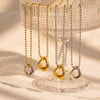 Women's Asymmetrical Geometric Pearlstudded Stainless Steel Necklace With Electroplated Finish Understated And Versatile Regular Chain Jewelry