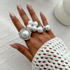 Women's Asymmetrical Metal Ring Alloy Geometric Internet Celebrity Style Electroplated Imitation Pearl Joint
