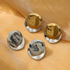Women's Asymmetrical Round Titanium Steel And Stainless Steel Earrings With Gold And Silver Contrasting Color Geometric Style Electroplated