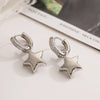 Women's Asymmetrical Star Moon Zircon Earrings Copper Geometric Style