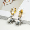 Women's Asymmetrical Star Moon Zircon Earrings Copper Geometric Style