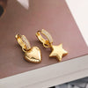 Women's Asymmetrical Star Moon Zircon Earrings Copper Geometric Style