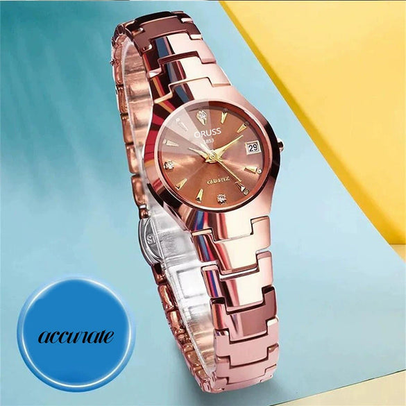 Women's Automatic Movement Watch Alloy Case And Strap Mineral Strengthened Glass Mirror Business Style Luminous Waterproof