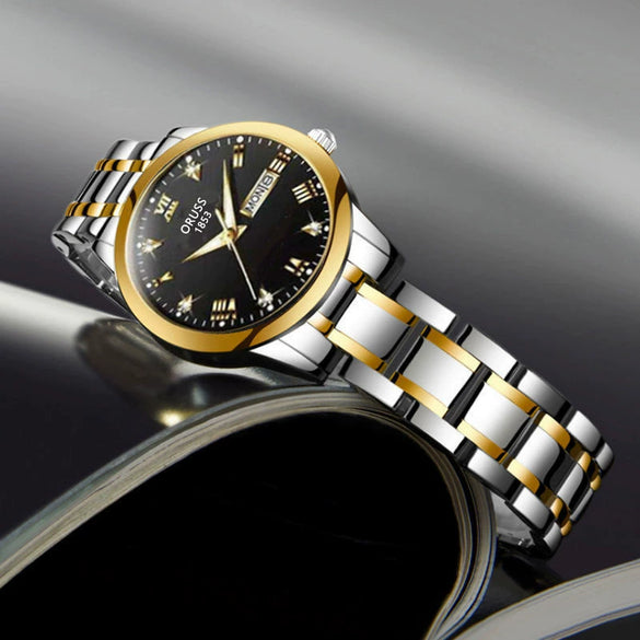 Women's Automatic Movement Watch Steel Case And Strap Round Dial Waterproof Luminous