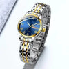Women's Automatic Movement Waterproof Luminous Watch With Tungsten Steel Color Round Dial Steel Case And Fine Steel Strap