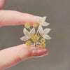 Women's Autumn And Winter Coat Brooch Alloy Retro Plant Flowers Leaves Pin With Electroplating