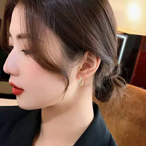 Women's Autumn And Winter Elegant Niche French Earrings Metal Geometric Electroplated Ear Studs