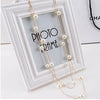 Fashion Multi  Layer Double  Layer Long Sweater Chain Necklace With Imitation Natural Pearl Snake Bone Chain Geometry Pattern Electroplating Design