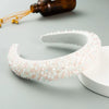 Women's Baroque Geometric Colorful Crystal And Sponge Headband With Handsewn Diamond Detail Thin Hair Accessory