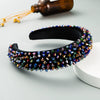 Women's Baroque Geometric Colorful Crystal And Sponge Headband With Handsewn Diamond Detail Thin Hair Accessory