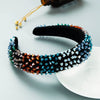 Women's Baroque Geometric Colorful Crystal And Sponge Headband With Handsewn Diamond Detail Thin Hair Accessory