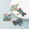 Women's Baroque Geometric Dragonfly Kite Earrings With Rhinestone Embellishment Alloy Statement Ear Jewelry