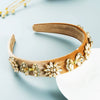 Women's Baroque Geometric Flannel Headband With Gem Rhinestone Embellishment And Diamond Style Design