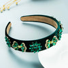 Women's Baroque Geometric Flannel Headband With Gem Rhinestone Embellishment And Diamond Style Design