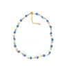 Women's Baroque Natural Pearl And Organic Glass Daisy Flower Handwoven Clavicle Chain With Geometric Styling