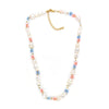 Women's Baroque Natural Pearl And Organic Glass Daisy Flower Handwoven Clavicle Chain With Geometric Styling
