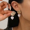 Women's Baroque Pearl Drop Earrings With Electroplated Iron Geometric Design Simple Vintage Fashion Jewelry
