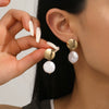 Women's Baroque Pearl Drop Earrings With Electroplated Iron Geometric Design Simple Vintage Fashion Jewelry