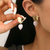 Women's Baroque Pearl Drop Earrings With Electroplated Iron Geometric Design Simple Vintage Fashion Jewelry