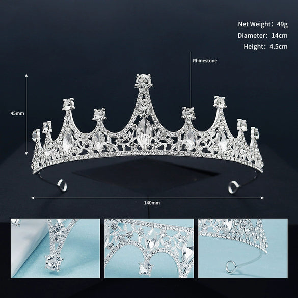 Women's Baroque Rhinestone Crown Alloy Headband Bridal Hair Accessory For Wedding And Photography