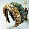 Women's Baroqueinspired Embellished Cloth Hair Hoop Headband With Diamond Details Thickened Sponge Padding And Embroidered Design