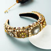 Women's Baroqueinspired Embellished Cloth Hair Hoop Headband With Diamond Details Thickened Sponge Padding And Embroidered Design