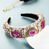 Women's Baroqueinspired Embellished Cloth Hair Hoop Headband With Diamond Details Thickened Sponge Padding And Embroidered Design